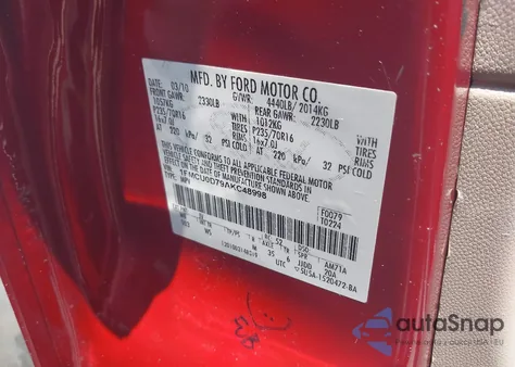 2010 Ford Escape Xlt from USA, damaged, VIN 1FMCU0D79AKC48998